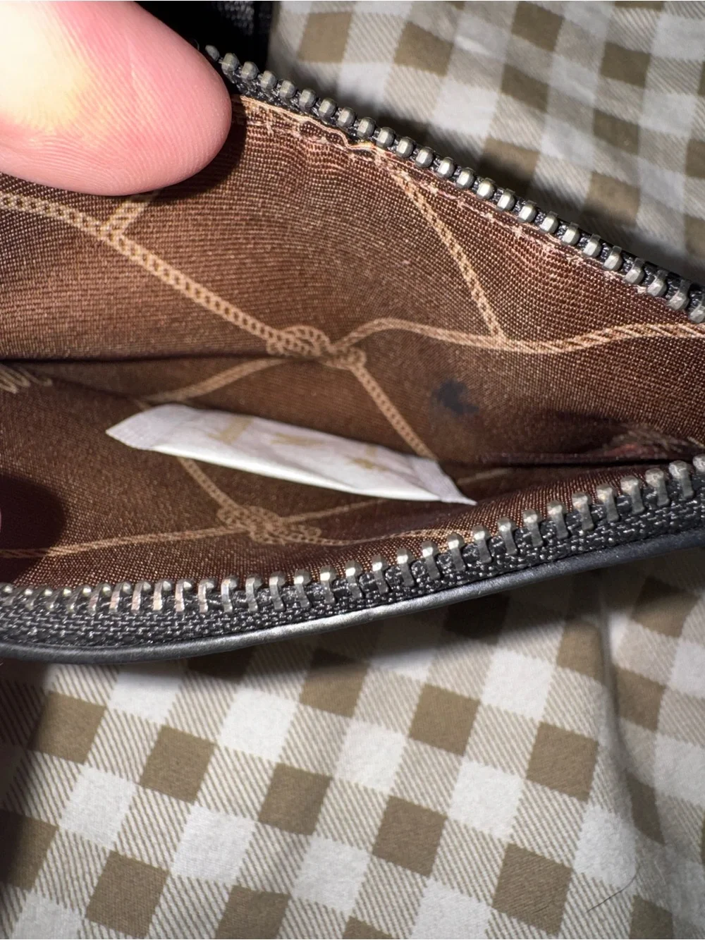 Wrangler Black Leather Wristlet Card Wallet with Brown Patch
